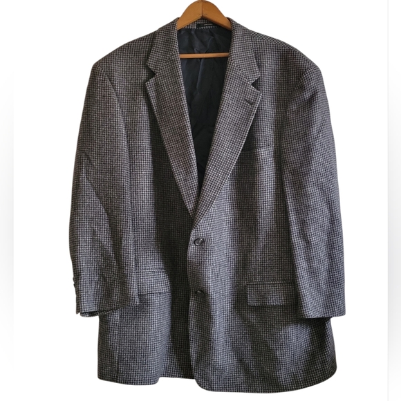 HART SCHAFFNER & MARX Mens Vintage Wool Lined Blazer Houndstooth 46R